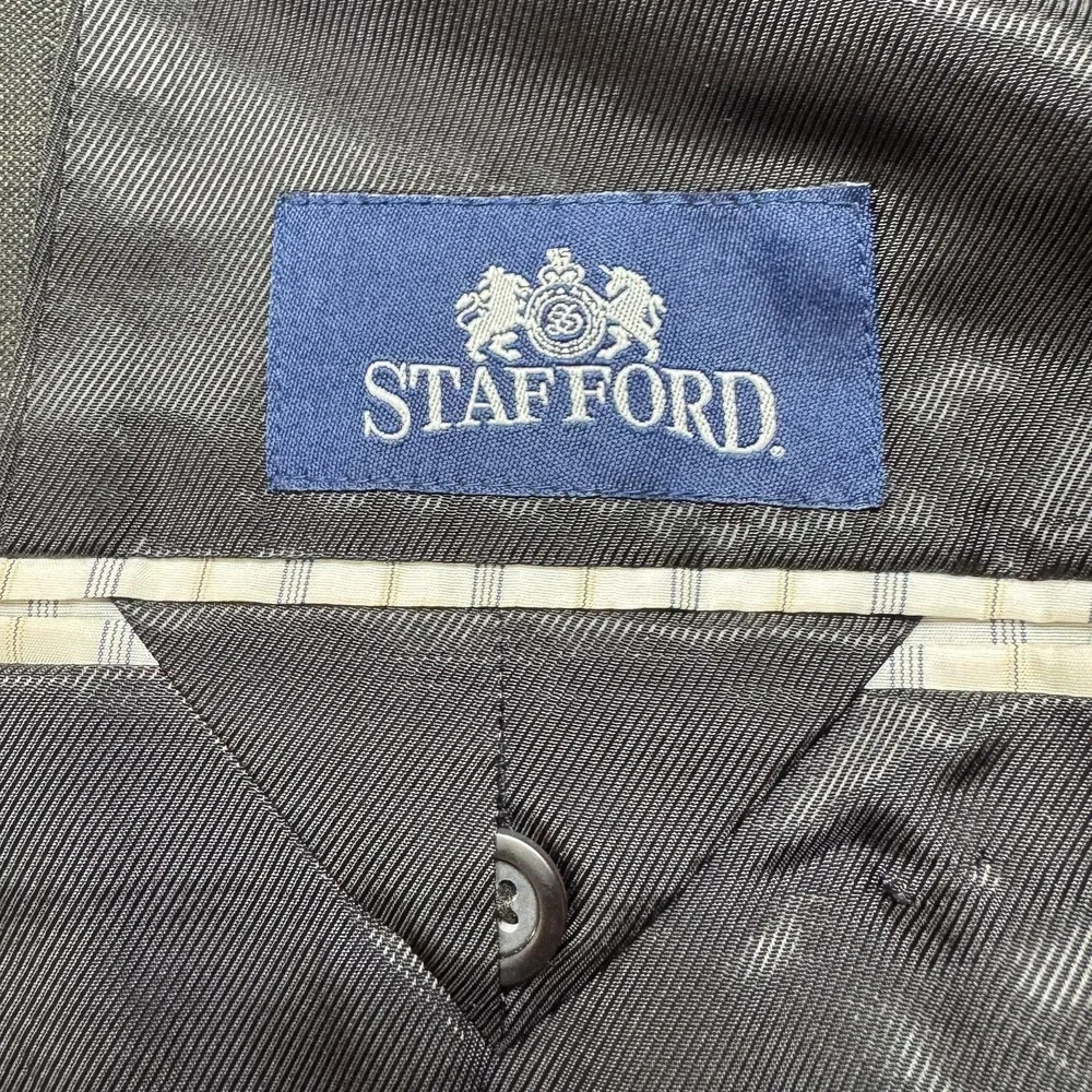 Stafford Blazer Mens 40 Regular Brown Wool Silk Windowpane Two Button Sport Coat